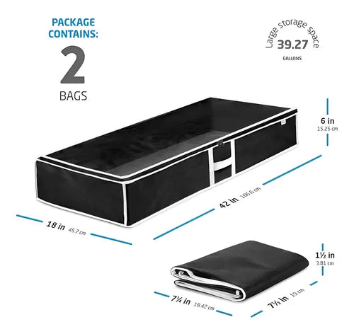 Bajo Cama X 2 Gris Organizadores De Tela Multiuso Bajo Cama Plegable Oragnizar Placard Multiuso Ropa Pvc Transparente Guardado Al Vacio Frazadas Colchas Cobertores