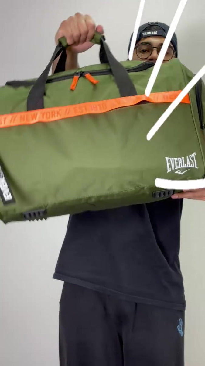 Bolso Deportivo Everlast Grande Con Botinero + Llavero Viaje Color Negro 18540 Lisa