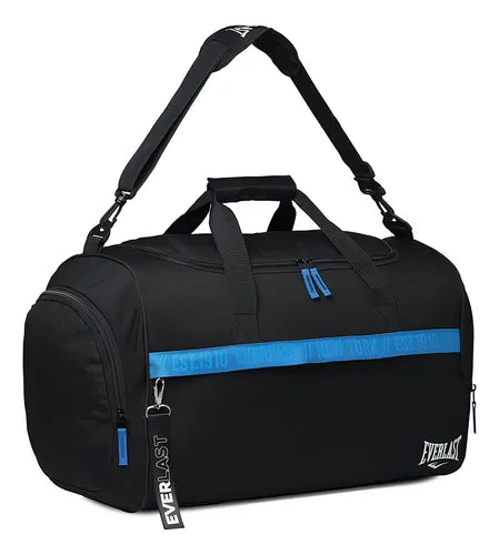 Bolso Deportivo Everlast Grande Con Botinero + Llavero Viaje Color Negro 18540 Lisa