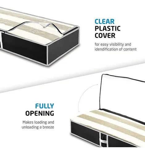 Bajo Cama X 2 Gris Organizadores De Tela Multiuso Bajo Cama Plegable Oragnizar Placard Multiuso Ropa Pvc Transparente Guardado Al Vacio Frazadas Colchas Cobertores