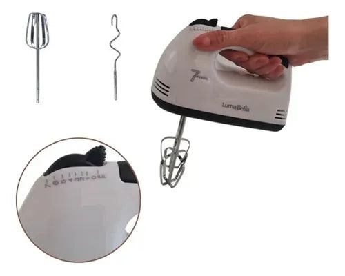 Batidora De Mano Amasadora Electrica 7 Velocidades + Turbo Blanco 50 60 Hz